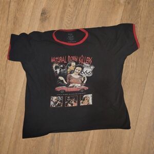 Natural Born Killers 1x/2x Woody Harrelson Graphic Tee  Short Sleeve Black Red